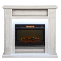 HOMCOM Cheminée Électrique 1800W Réglable avec Flamme 3D, Étagère, Minuteur et Télécommande, 105x27x97 cm, couleur Bois(m-1)