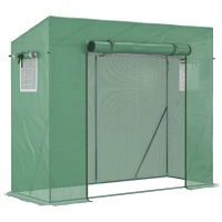 Outsunny Serre de Jardin Anti-UV 2 fenêtres moustiquaires + Barres renforcement 200L x 77l x 169H cm Acier PE Vert(m-12)