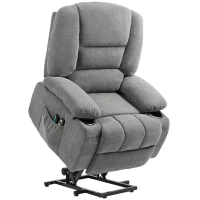 HOMCOM Fauteuil releveur relax électrique, fonction massage et chaleur, inclinaison réglable, repose-pied, télécommandes, gris(m-11)