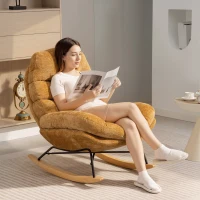 HOMCOM Padded rocking chair with steel legs and wooden runners, Yellow(m-5)