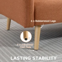 HOMCOM Sofá Cama 3 Plazas Diseño escandinavo Respaldo reclinable 3 Posiciones Patas Madera Tela Efecto Lino marrón(m-4)