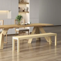 HOMCOM Houten Bank, Ruimte voor 3 Personen, Draagvermogen tot 330 kg, 150x33x45 cm(m-10)