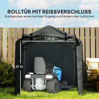 Outsunny Garagenzelt, wasserdicht Zeltgarage mit Tür, UV-beständig 220 x 157 x 165 cm Schwarz(m-6)