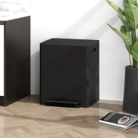 HOMCOM Poubelle de cuisine 2 compartiments de 2 x 25L, acier inoxydable, couvercle à fermeture douce, 47,7x37,5x56cm, noir(m-10)