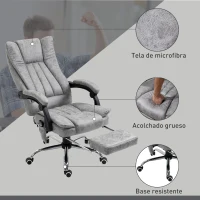 Vinsetto Silla de Masaje con 6 Puntos de Masaje Ajustable con Función de Calefacción Reposapiés Retráctil y Control Remoto Gris(m-7)