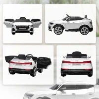 HOMCOM Coche de Batería para Niños 12V Audi E-tron con Mando a Distancia Faros Bocina Música Velocidad 3-5 km/h Blanco(m-9)