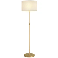 HOMCOM Lampadaire sur pied salon, lampe sur pied dimmable avec télécommande, abat-jour en lin, hauteur réglable 133-168cm, doré(m-11)