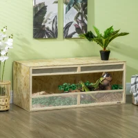 PawHut Terrarium en bois OSB pour reptiles avec porte coulissante en verre - 120 x 50 x 50 cm naturel(m-10)