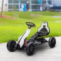 HOMCOM Kart électrique pour enfant 12V - Vitesse réglable 3-5km/h pour enfants de 3 à 8 ans - siège réglable - blanc(m-9)
