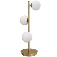 HOMCOM Lampe de chevet avec 3 abat-jours globe, lampe de table moderne avec base en acier et douilles G9, 53H cm, ton laiton(m-12)