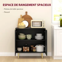 HOMCOM Buffet cuisine meuble de rangement avec 2 portes étagère réglable pieds métalliques surélevés 80 x 40 x 80 cm noir(m-4)