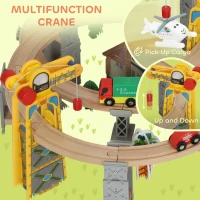 AIYAPLAY Wooden Train Set, 100 Pieces, Magnetic Crane, Beech Wood, Colorful(m-5)