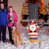 Outsunny Père Noël lumineux de 90 cm avec 97 LED blanc chaud, décoration de Noël pour intérieur et extérieur(m-3)