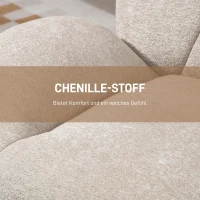 HOMCOM Draaibare gestoffeerde stoel, accentstoel met PP-katoenvulling, stofbekleding, stalen basis, Crèmewit(m-6)