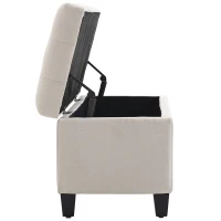 HOMCOM bank gestoffeerde bank met opbergruimte kistbank gang slaapkamer woonkamer linnenachtig polyester rubber hout crème wit 100 x 40 x 44 cm(m-14)