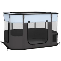 PawHut Parc enclos pliable pour chien chat petits animaux en tissu Oxford avec rangement 94 x 74 x 60 cm gris et noir(m-12)