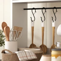 HOMCOM Armário de Cozinha Alto Móvel Auxiliar de Cozinha com 6 Ganchos para Chávenas 2 Portas de Vidro Prateleiras Abertas  80x40x152 cm Branco(m-5)