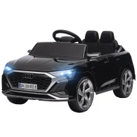 AIYAPLAY Elektro-Kinderauto, 12V Audi Q8, 3-5 km/h, Fernsteuerung, Scheinwerfer, Musik, Schwarz(m-10)