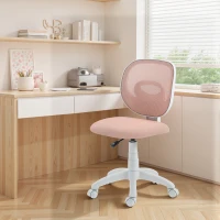 HOMCOM Bürostuhl Ergonomischer Schreibtischstuhl mit C-förmiger Rückenstütze, Höhenverstellbar Rosa(m-9)