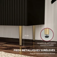HOMCOM Buffet cuisine meuble de rangement avec 2 portes étagère réglable pieds métalliques surélevés 80 x 40 x 80 cm noir(m-6)