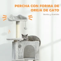 PawHut Árbol Rascador para Gatos 160 cm con Plataformas Cama 2 Cuevas Hamaca Escalera Postes de Sisal Gris Claro(m-5)