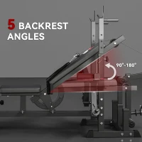 HOMCOM Weight Bench, 6 in 1 Adjustable Bench Press with Leg Extension, Barbell Rack, Preacher Curl Pad, Resistance Band, Multi-Function Home Gym Equipment for Strength Training Weightlifting(m-6)