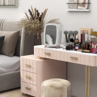 HOMCOM Minikoelkast voor Cosmetica, Drankjes en Snacks, Draagbaar, met Verlichte Spiegel, Stille Werking, 6L, Wit(m-10)