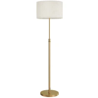 HOMCOM Lampadaire sur pied salon, lampe sur pied dimmable avec télécommande, abat-jour en lin, hauteur réglable 133-168cm, doré(m-12)