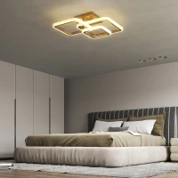 HOMCOM Deckenleuchte LED 40W 4300LM 3500K/4500K/6000K Deckenlampe 3-eckige Wohnzimmerlampe, 48 x 46 x 13 cm, Gold(m-6)