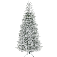 HOMCOM Árbol de Navidad Nevado 210 cm con 1154 Ramas Base Plegable Diseño por Secciones Fácil de Montar