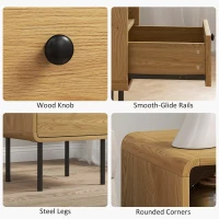 HOMCOM Bedside Table with Drawer and Open Shelf - Oak(m-7)