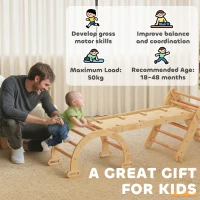 AIYAPLAY 7 en 1 Triangle d'escalade Montessori en bois pliable avec Arc et Rampe pour enfants 18-48 mois 188x70 cm Naturel(m-4)
