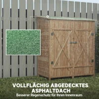 Outsunny Geräteschuppen, Werkzeugschuppen mit Beistelltisch, Tannenholz, 140 x 75 x 157 cm(m-5)