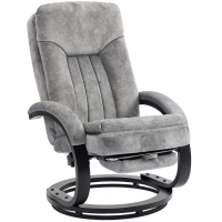 HOMCOM Swivel Recliner Chair with Footrest, Manual Recliner Armchair with Wooden Base, Plush Velvet Upholstered Reclining Chair for Living Room, Bedroom, Office, Grey