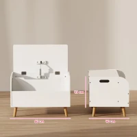 AIYAPLAY Spielzeugkiste für Kinder, Aufbewahrungsbox mit aufklappbarem Deckel und offenem Fach, 60x40x43 cm, weiß(m-3)