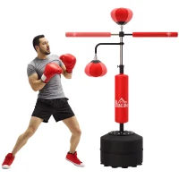 HOMCOM 4-in-1 freistehender Boxsack-Ständer, 160-230 cm höhenverstellbar, Rot(m-11)