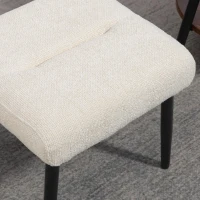 HOMCOM Sitzhocker Hocker mit weichem Sitzkissen Stahlbeinen Fußhocker mit Chenille-Stoff, 45 x 41 x 38 cm, Cremeweiß(m-8)