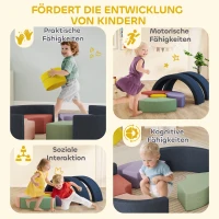 AIYAPLAY 7-teiliges Weichbauklötze-Set für Kleinkinder, Schaumstoff, waschbarer Cordbezug, verschiedene Formen, Bunt(m-7)