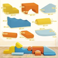 AIYAPLAY 9-teiliges Soft-Baustein-Set, weiche Blöcke zum Bauen und Spielen, Indoor-Spielset für Kleinkinder, Schaumstoff, Bunt(m-3)