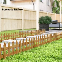 Outsunny Vallas de Madera para Jardín de 12 Paneles 50x34 cm con Puntas en Pico Fácil de Instalar para Huerto Patio Marrón(m-8)