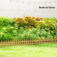 Outsunny Vallas de Madera para Jardín de 12 Paneles 50x34 cm con Puntas en Pico Fácil de Instalar para Huerto Patio Marrón(m-7)