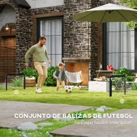 HOMCOM Conjunto de 2 Balizas de Futebol Dobráveis Portáteis com Suporte de Metal e Rede para Treino de Futebol 90x36x60 cm Preto(m-4)