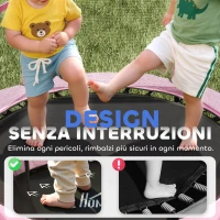 HOMCOM Tappeto Elastico per Bambini con Rete di Sicurezza e Pali Imbottiti Età 3-10 Anni, Ø140 x 190 cm, Rosa(m-5)