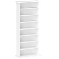 HOMCOM Estante Estreita para CDs e DVDs com 8 Compartimentos Prateleiras Ajustáveis 58x24x126,3 cm Branco