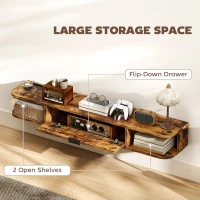 HOMCOM 120 cm Floating TV Unit for TVs up to 50 Inch - Rustic Brown(m-5)