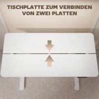 Vinsetto Elektrisch Verstelbaar Sta-Bureau Computertafel, 140 cm x 70 cm x 116 cm, Wit(m-9)