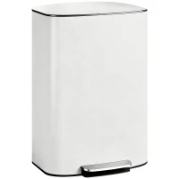 HOMCOM 50L Kitchen Bin with Soft-Close Lid and Stay-Open Function, Stainless Steel Pedal Bin with Removable Inner Bucket, Carry Handle for Kitchen, Office, Home, Cream(m-1)