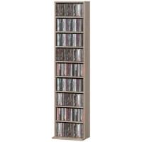 HOMCOM Scaffale per CD e DVD con Ripiani Regolabili Design Stretto e Anti-ribaltamento per 260 CD 33x24x140 cm Legno Naturale(m-6)