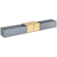Outsunny Jardinière surélevée bac à fleurs en bois sans fond avec banc coulissant - 240 x 42 x 32 cm bleu foncé(m-12)