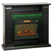 HOMCOM Elektrokamin 1800W regelbar mit 3D-Flamme, Ablage, Timer und Fernbedienung, 105x27x97 cm, Schwarz